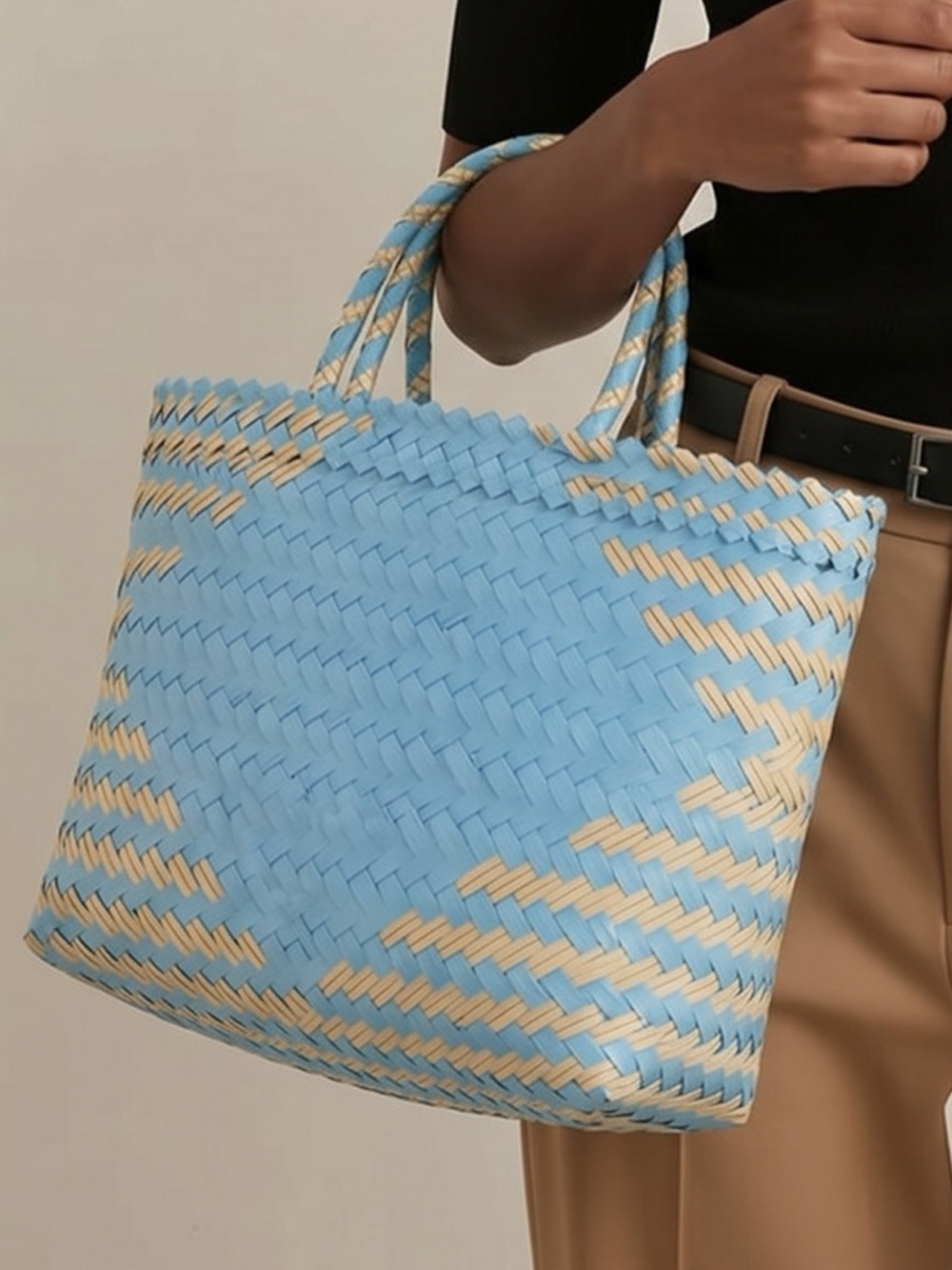 NWT Anthropologie Diamond woven Tote bag. Sky blue Adorable! See details